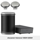 Aiguiseur de couteaux à rouleau noir avec support aimanté et disques diamant 400 et 1000